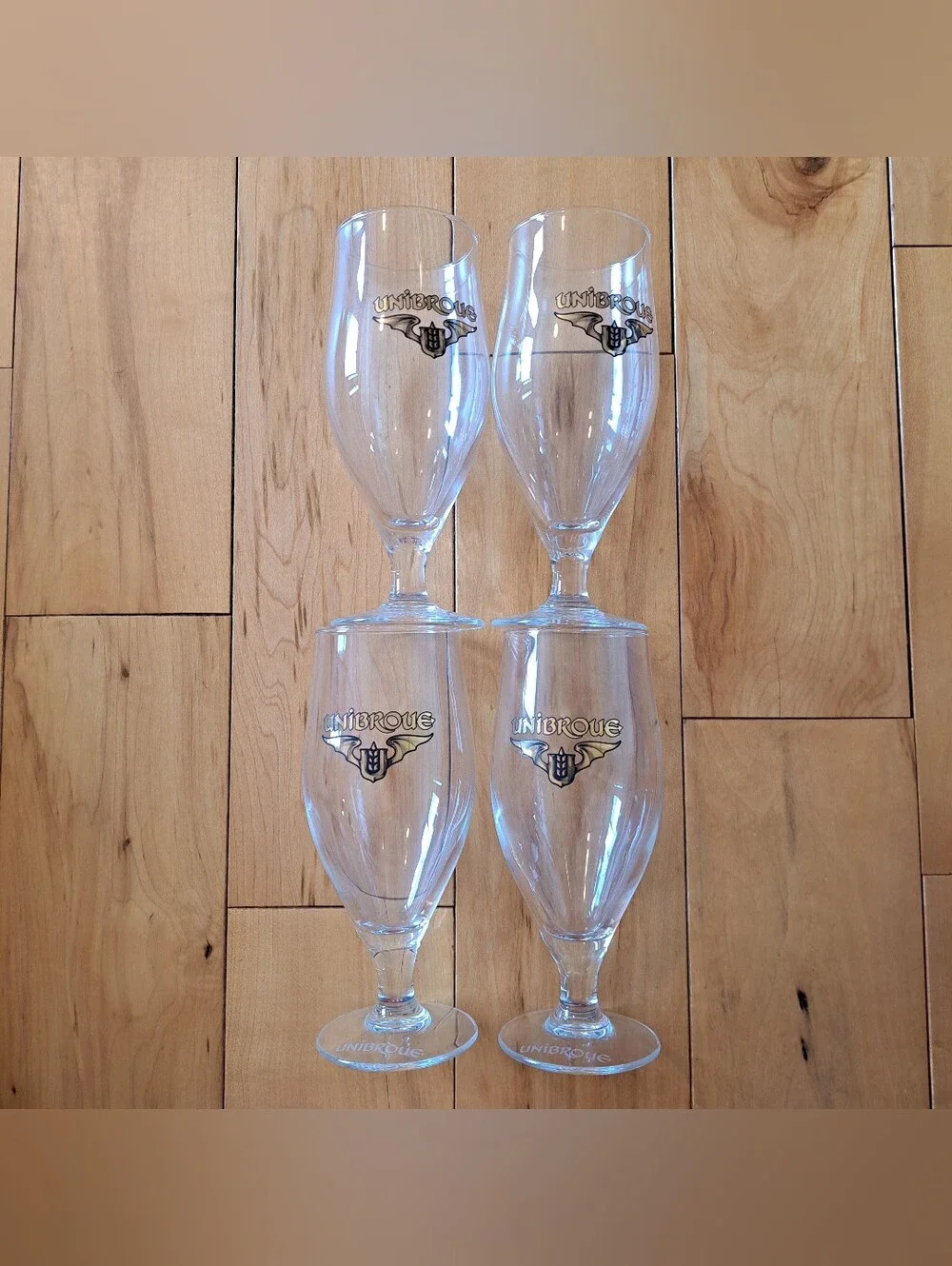 UNIBROUE BELGIUM ALE STEM TULIP GLASSES Set of 4 EXCELLENT!
